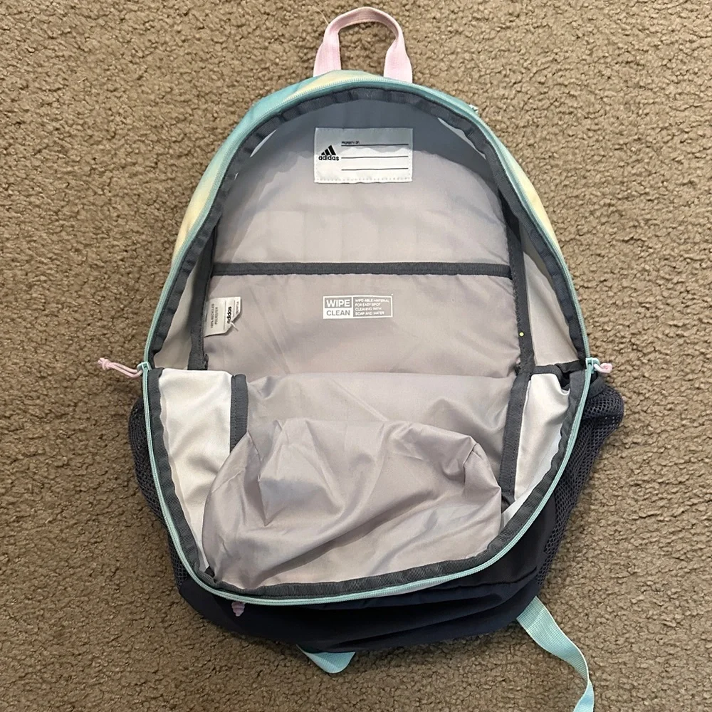 adidas Womens Backpack Pastel Tie Dye School Travel Bag Pink Mint OS - Picture 3 of 6